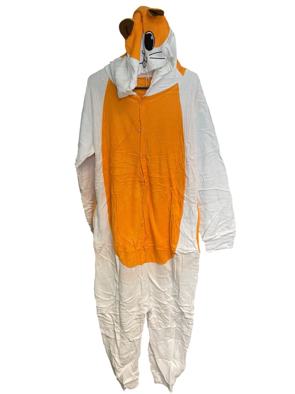 Orange & White Animal Hooded Onesie Jumpsuit size xl new 22”
